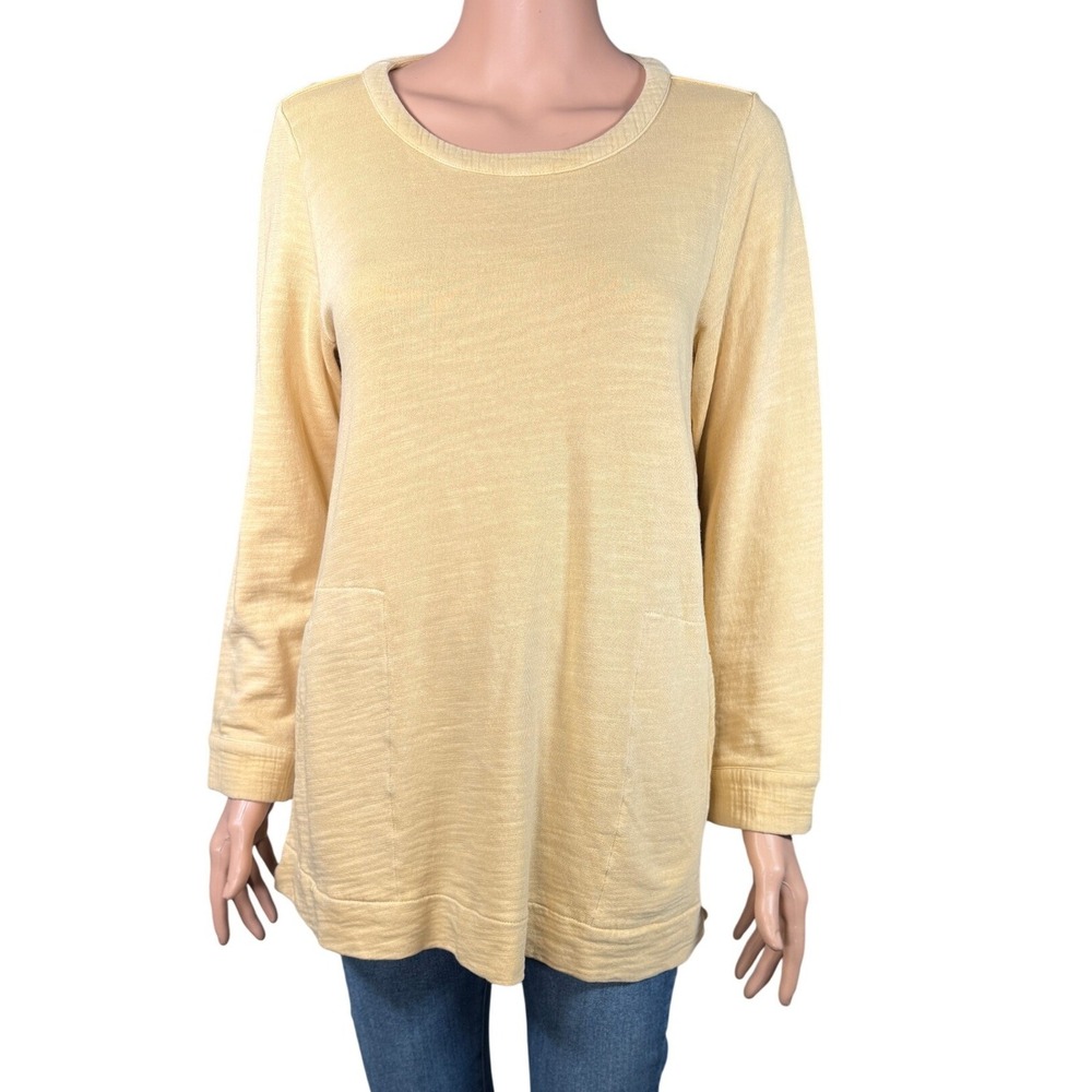 Pure Jill J. Jill Yellow Organic Cotton Long Sleeve Pocket Tunic Top Small